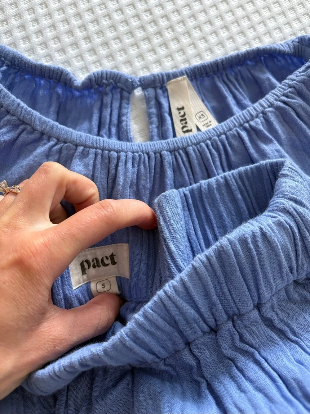 Pact Organic Cotton Blue Cotton Gauze Matching Set